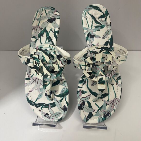 NEW Tory Burch Miller 6.5 Desert Bloom Floral Leather Thong Sandals Designer - Picture 1 of 8